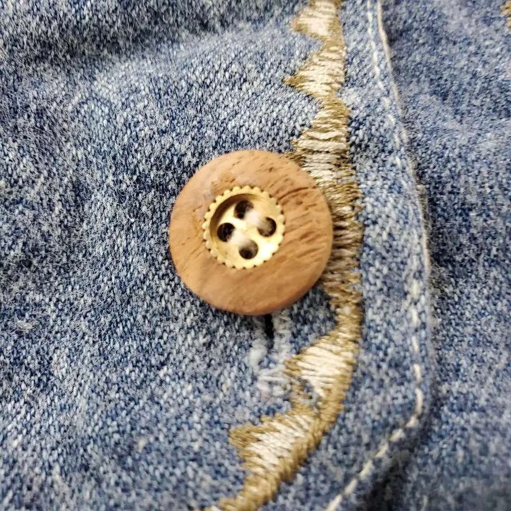 OO Designs 100% Cotton Western Style Vest Unisex Small Blue Denim Embroiled Rare - Picture 3 of 12